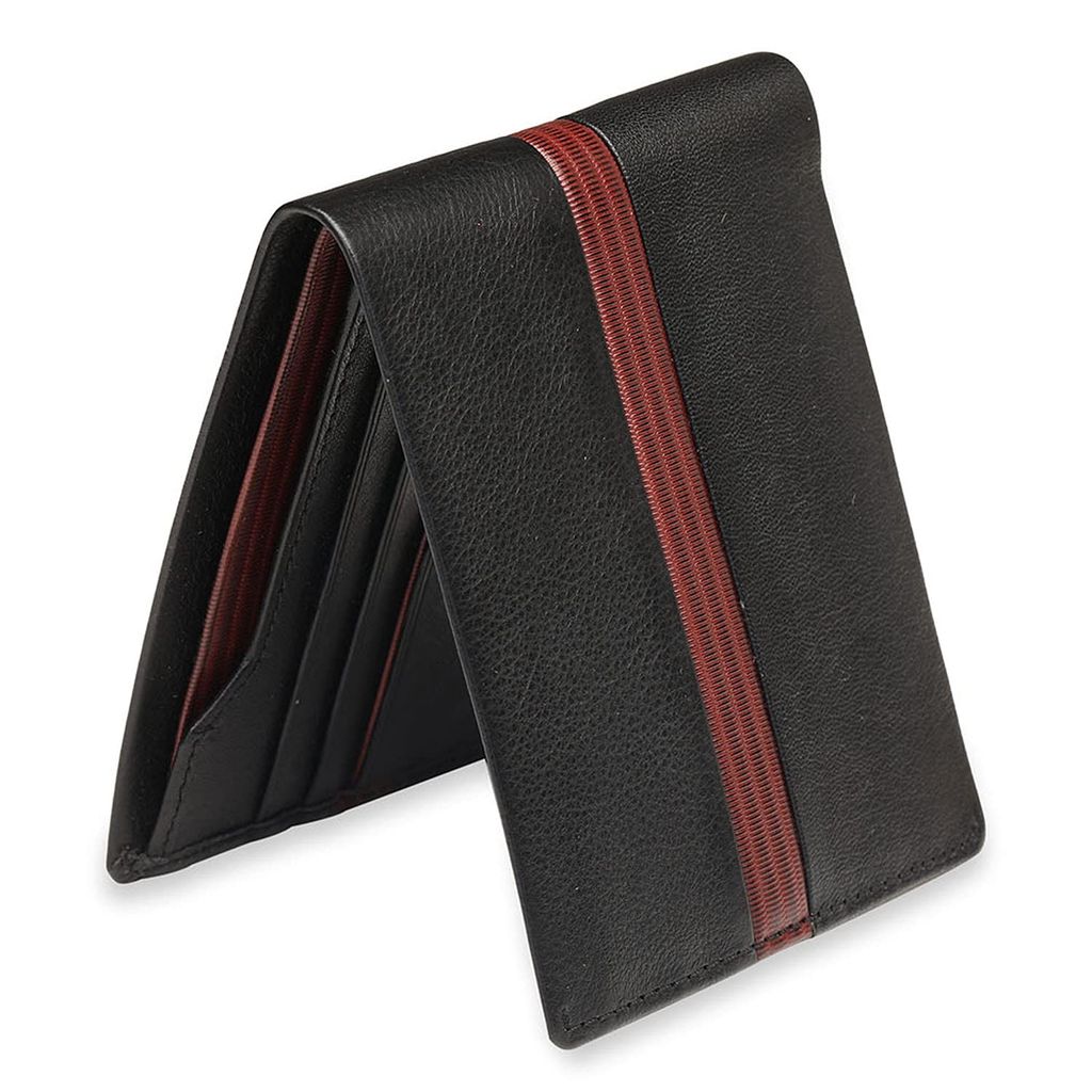 Walletsnbags Toska Nappa Men's Leather Wallet (Black Maroon)