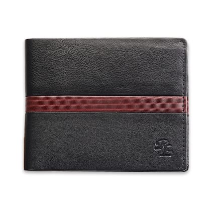Walletsnbags Toska Nappa Men's Leather Wallet (Black Maroon)