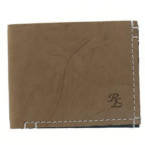 Walletsnbags Men's Creased Genuine Leather Wallet (Beige with Grey)