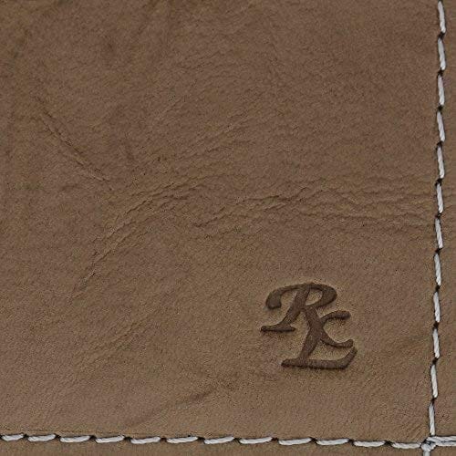 Walletsnbags Men's Creased Genuine Leather Wallet (Beige with Grey)