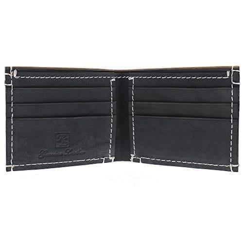 Walletsnbags Men's Creased Genuine Leather Wallet (Beige with Grey)