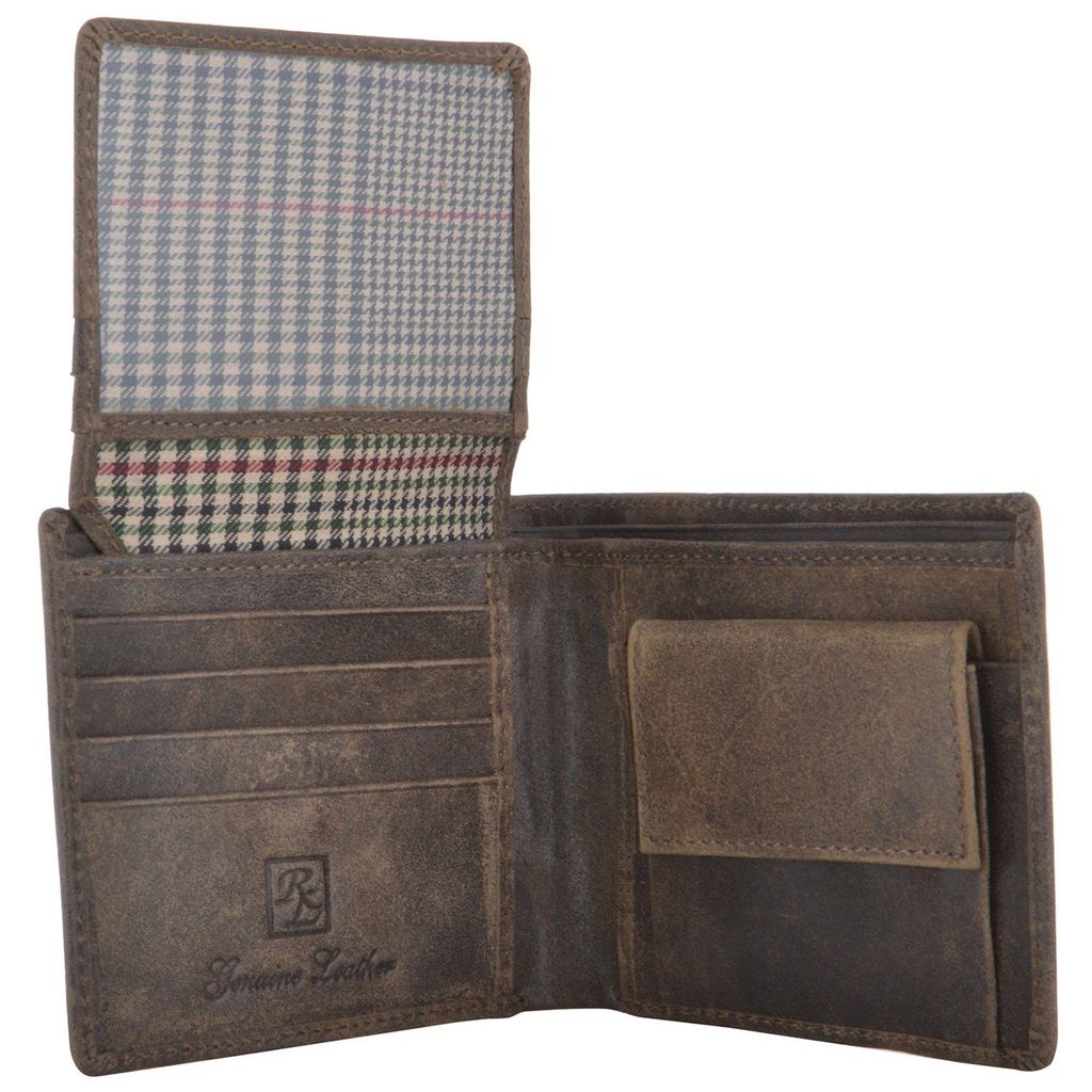 Walletsnbags Liner Leather Mens Wallet Crackle Green/Beige