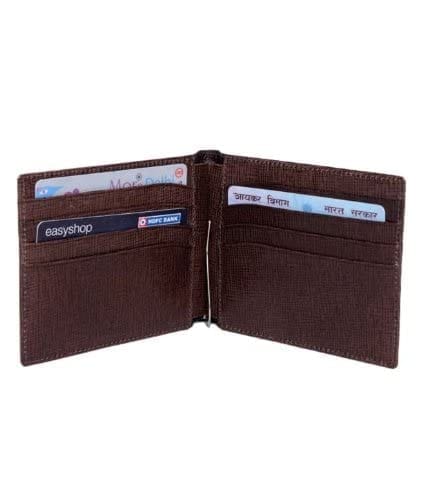 RL Men's W 33- Br Brown Leather Leon Brown Money Clip Wallet