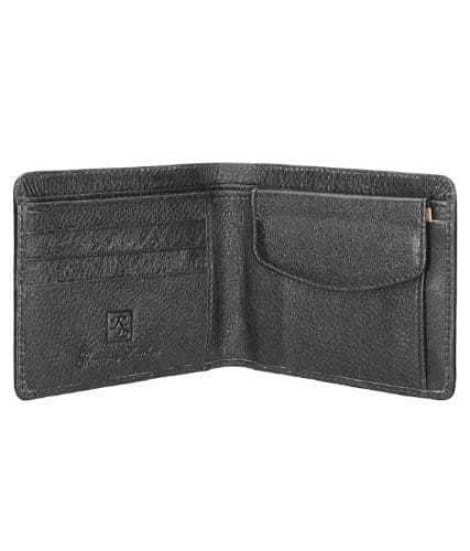 Walletsnbags Hidden Coin Pocket Leather Mens Wallet Black