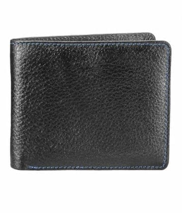 Walletsnbags Hidden Coin Pocket Leather Mens Wallet Black