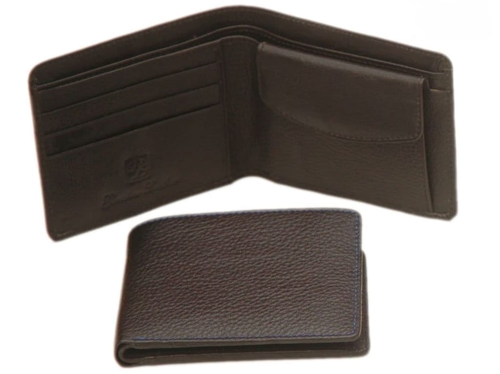 Walletsnbags Hidden Coin Pocket Leather Mens Wallet Black