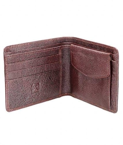 Walletsnbags Men's Leather Hidden Coin Pocket Wallet (Brown)