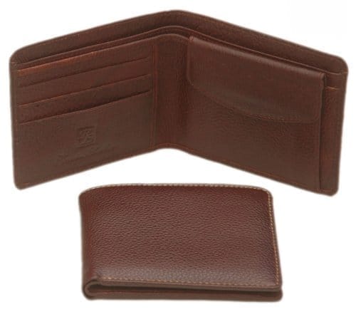Walletsnbags Men's Leather Hidden Coin Pocket Wallet (Brown)