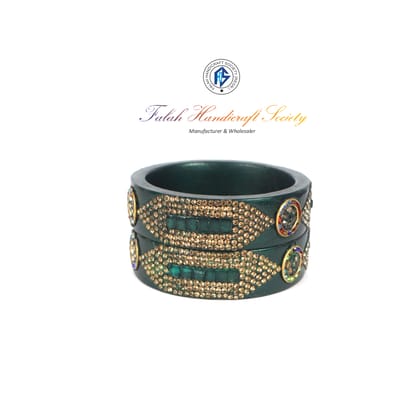 FHS Handmade Rajasthani Lac Bangles - Green (piece 2)