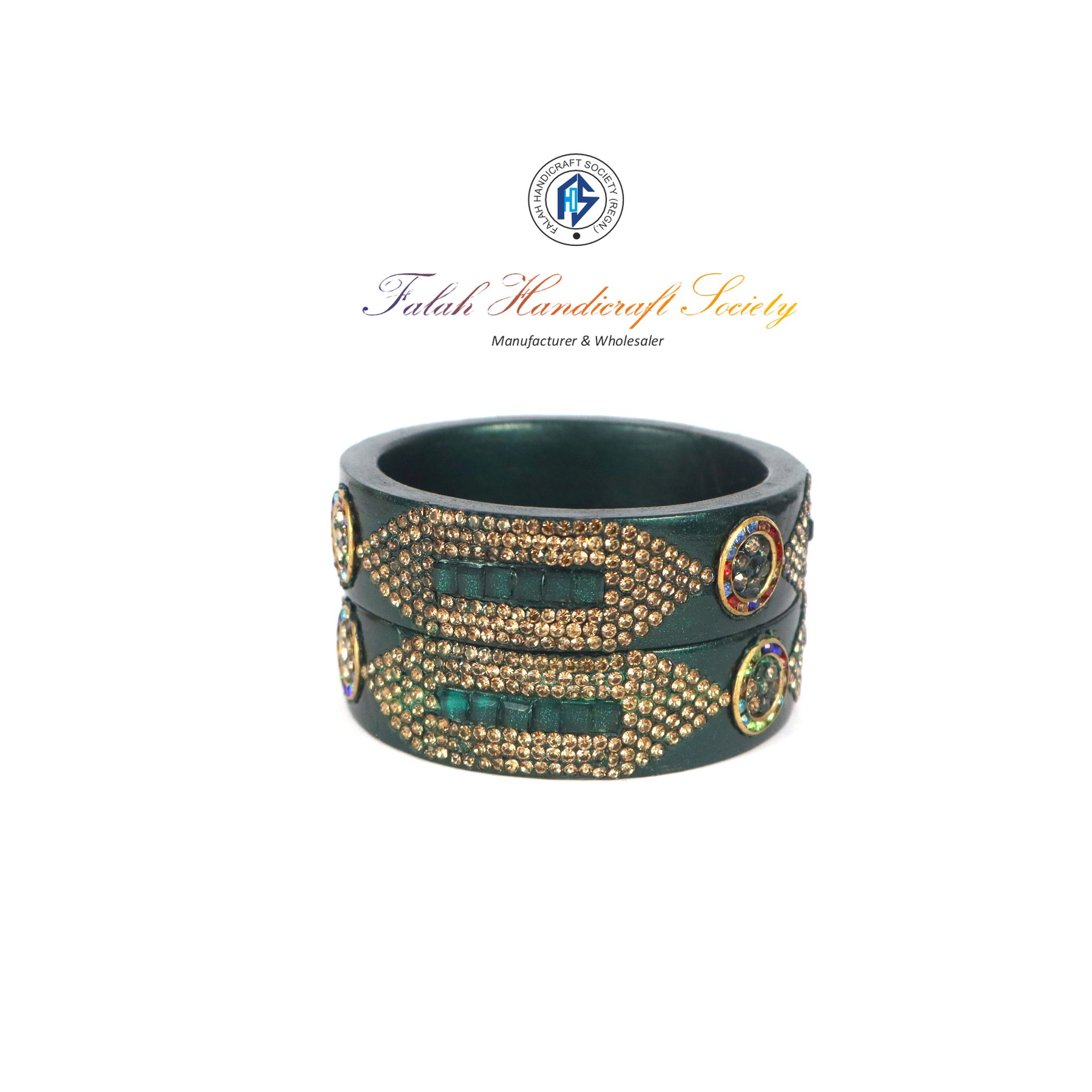 FHS Handmade Rajasthani Lac Bangles - Green (piece 2)