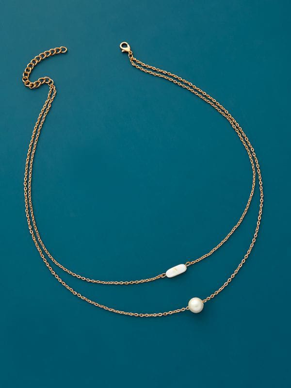 UG FASHION JEWELLERY DOUBLE LAYER SIMPLE PEARL DESIGN NECKPEICE FOR GIRLS