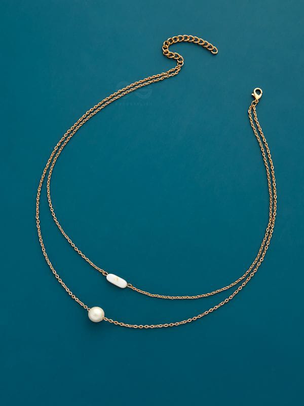 UG FASHION JEWELLERY DOUBLE LAYER SIMPLE PEARL DESIGN NECKPEICE FOR GIRLS