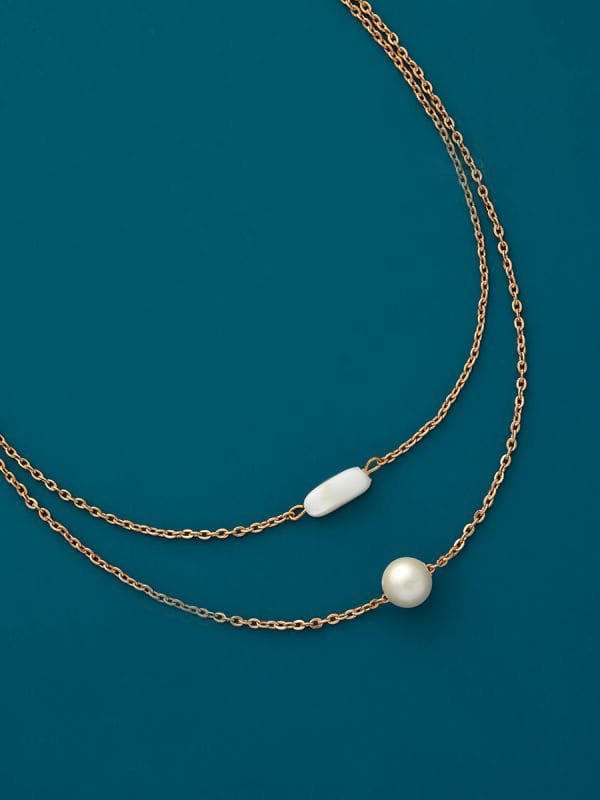 UG FASHION JEWELLERY DOUBLE LAYER SIMPLE PEARL DESIGN NECKPEICE FOR GIRLS