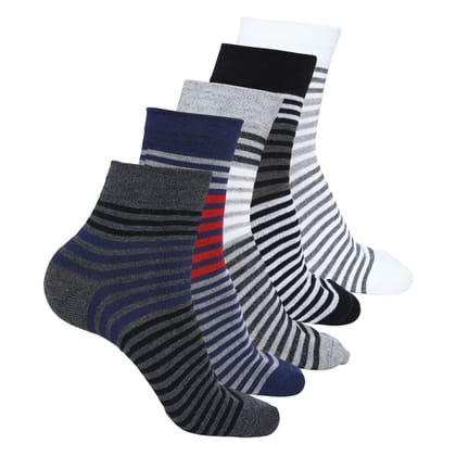 Kolor Fusion Men's Striped Above Ankle Length Cotton Socks (Pack of 5)