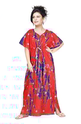 KBNBJ Womens Cotton Kaftan Nighty(Red)