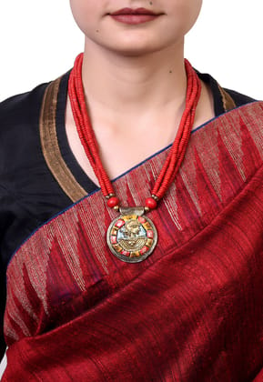 Tribal Woman Strands Bohemian Dhokra Necklace (1TMTNCKCG04479)