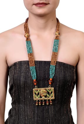 Queen Beaded Bohemian Dhokra brass Necklace (1TMTNCKCG04481)