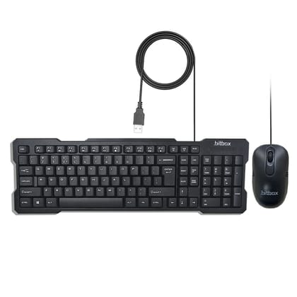 Bitbox BBKM-02 Wired Keyboard and Mouse Combo with Instant USB Plug-and-Play Setup, 12 Shortcut Keys, 6° Adjustable Slope Keyboard and 1600 DPI Optical Sensor Mouse