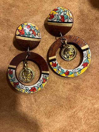 Dokra Butterfly-v Handcrafted Tribal Wooden Earrings (1TMTEARCG01192)