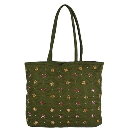 Banjara Handmade Mirror Beads Shoulder Bag Mehndi Color