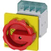 Siemens 3LD20540TK53-emergency switching-off switch- 3- pole-16 A-7.5 kW- front-mounted- rotary operating mechanism- Red / yellow