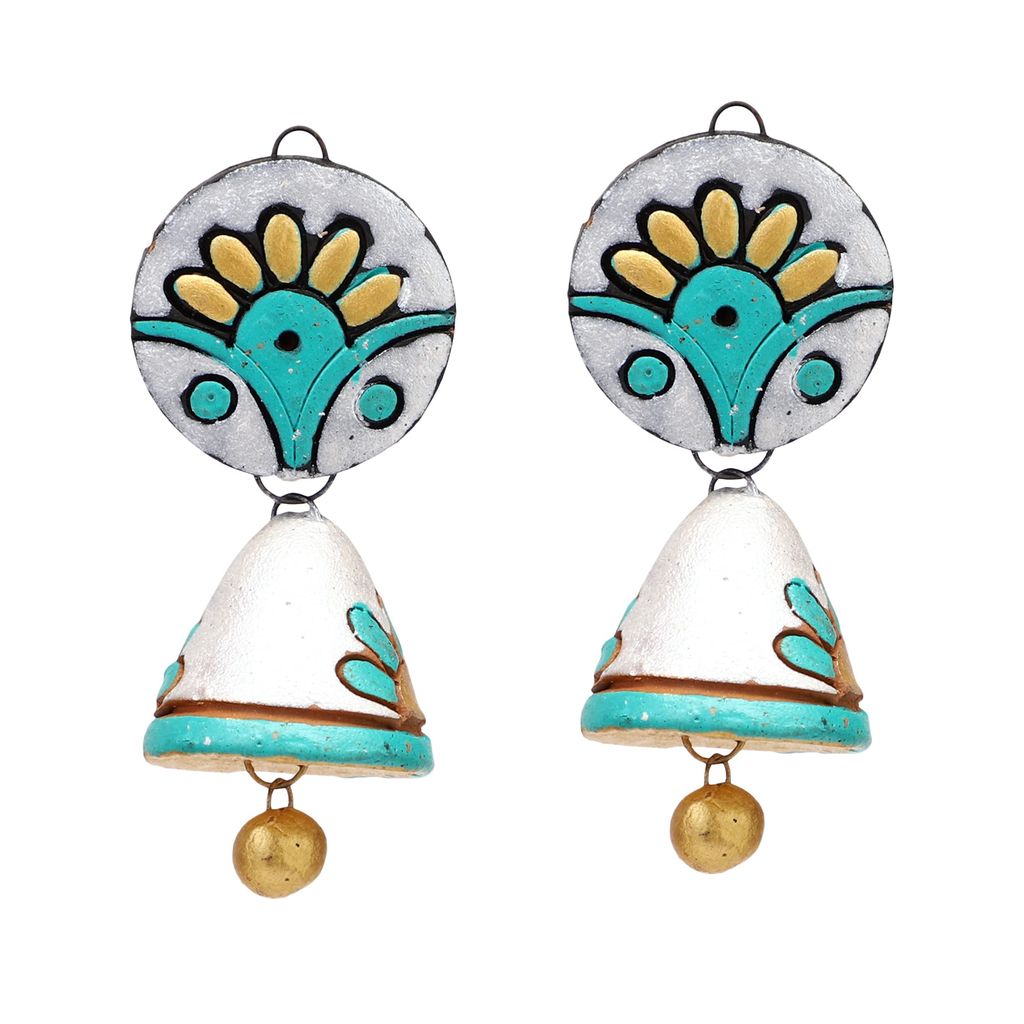 Le bijouxistic EKAM EK semi circular pendent necklace set with earrings for women in blue and white