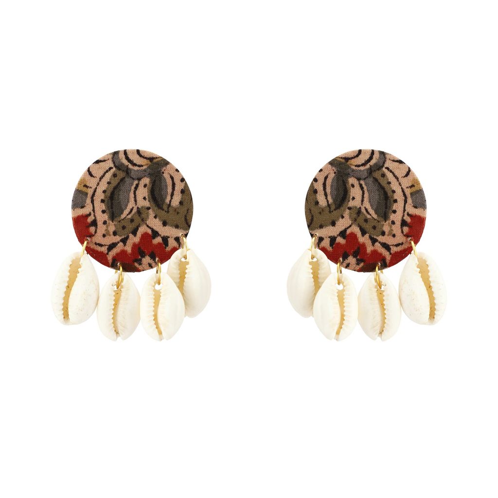 EKAM EK fabric earrings combo in kalamkari and batik fabric for women and girls for casual wear and formal wear set of 4 pairs