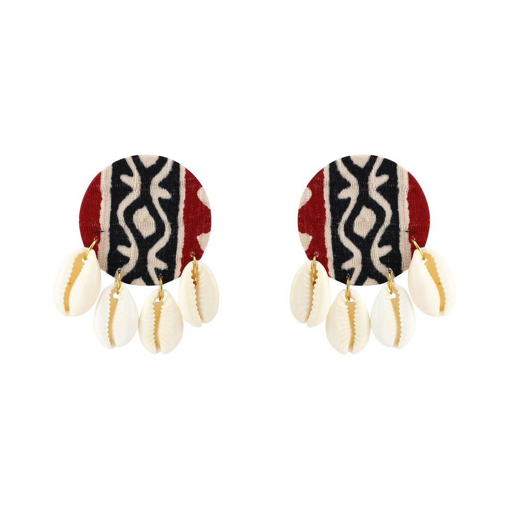 EKAM EK fabric earrings combo in kalamkari and batik fabric for women and girls for casual wear and formal wear set of 4 pairs