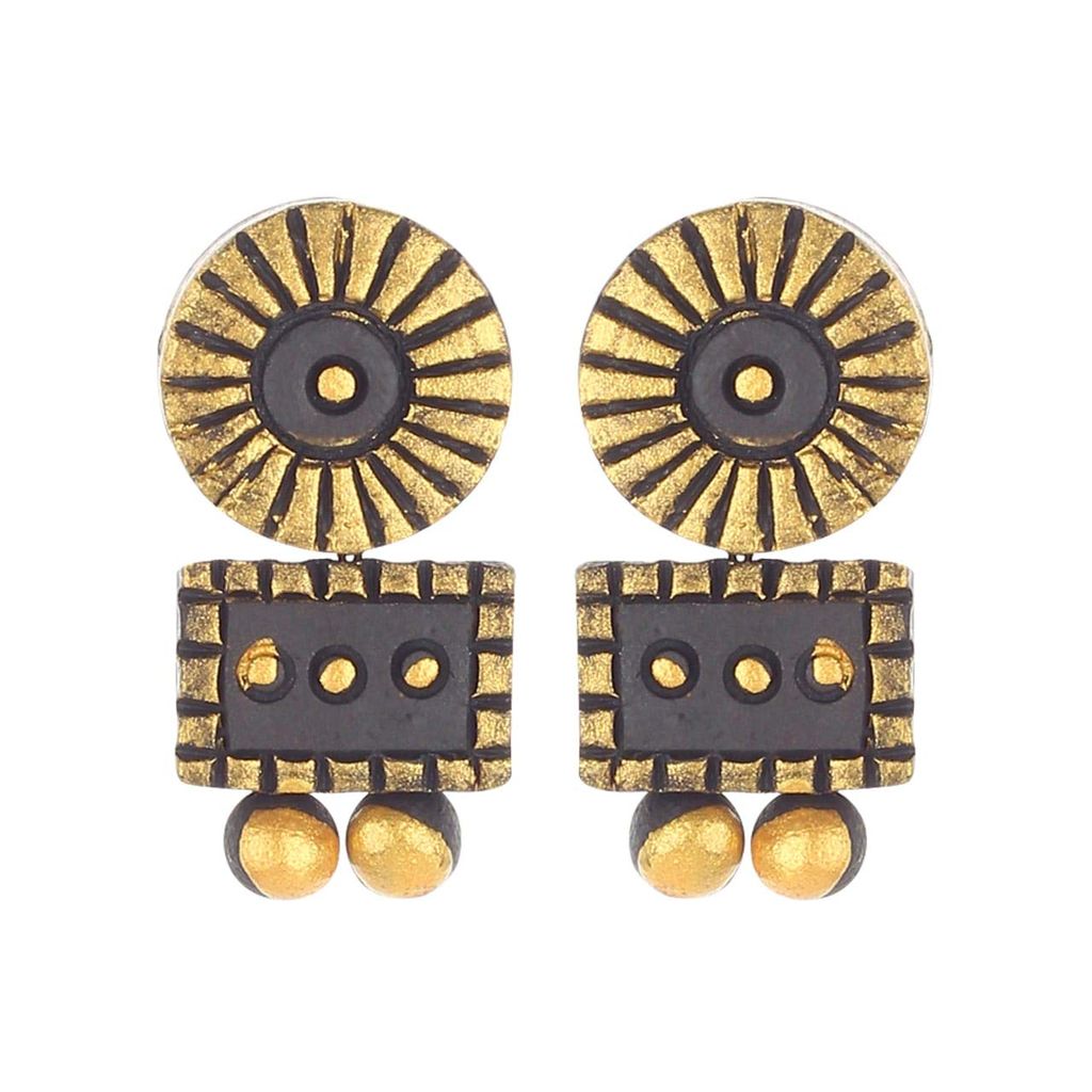 Le bijouxistic Ekam EK traditional temple design terracotta necklace set with earring combo(set of two necklaces) got women and girls for casual and formal wear