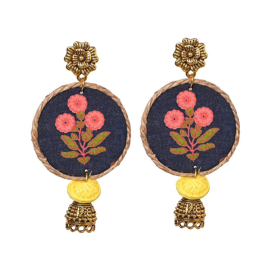 EKAM EK fabric earrings combo in multicolored fabrics for women and girls for casual wear and formal wear set of 5 pairs, round in shape