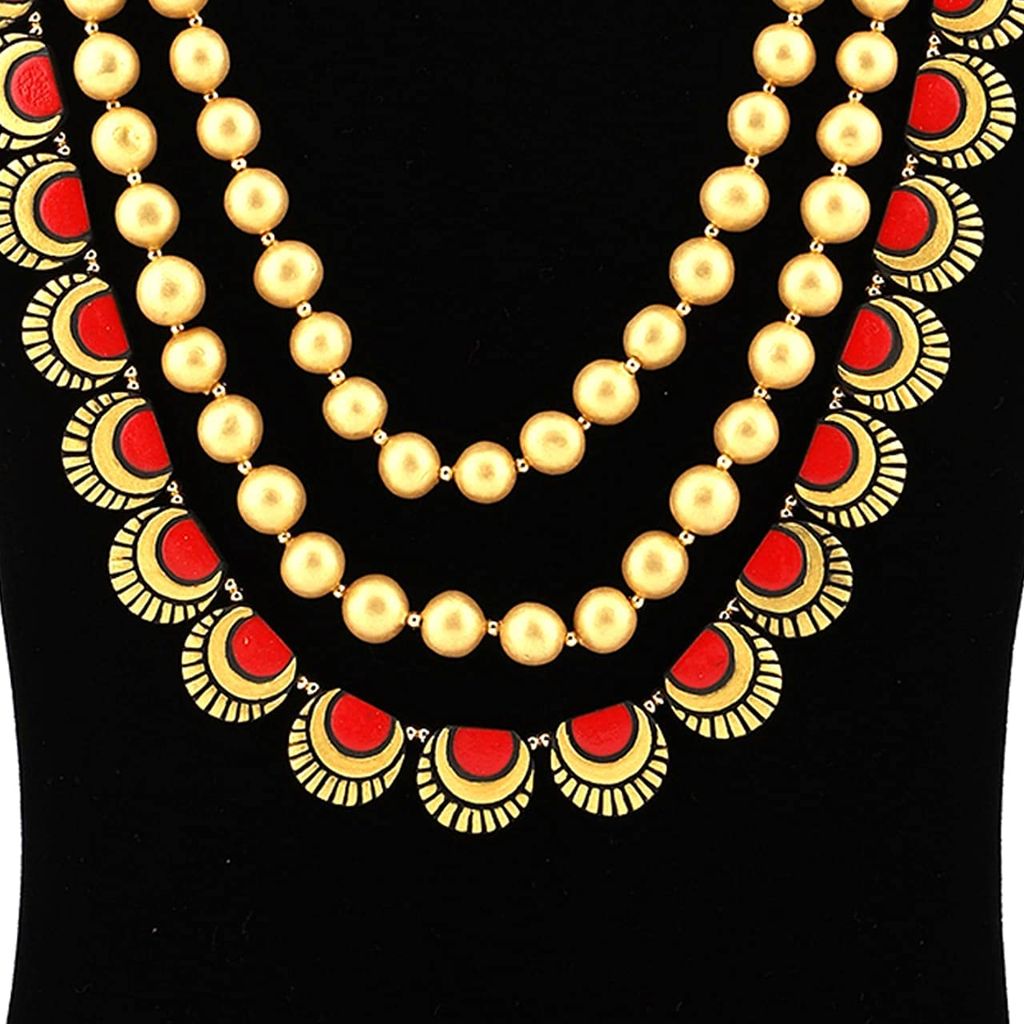 EKAM EKgolden delite terracotta necklace set with earrings combo ( set of two necklace) for women and girls for casual and fromal wear