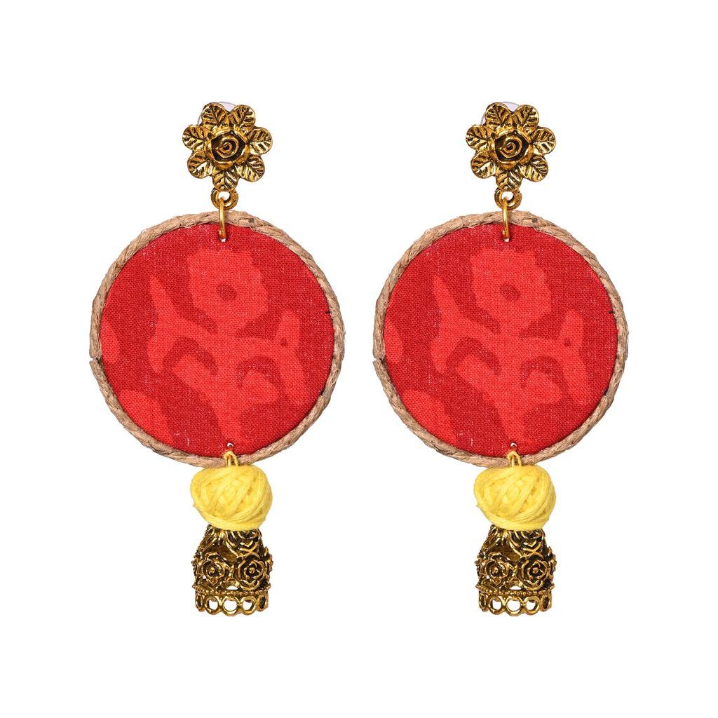 EKAM EK fabric earrings combo in multicolored fabrics for women and girls for casual wear and formal wear set of 5 pairs, round in shape