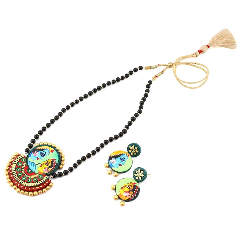 Le bijouxistic EKAM EK TERRACOTTA NECKLACE SET WITH EARRINGS COMBO OF 2 NECKLACES