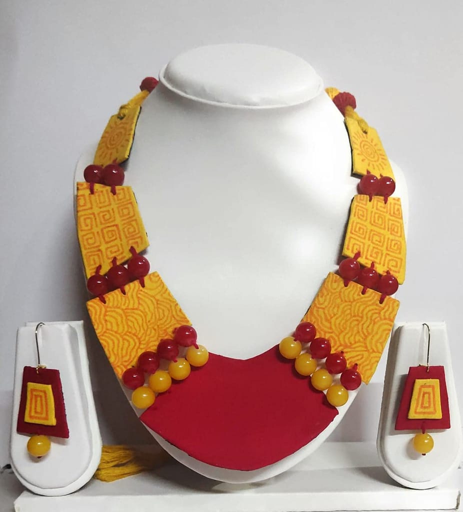 Le bijouxistic EKAM EK delicately designed fabric pendent set with earrings with fish design for women and girls for casual and formal occasions