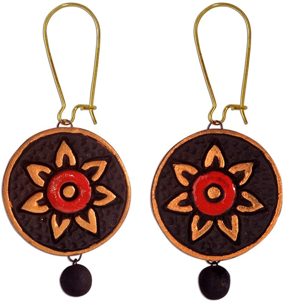 EKAM EK TERRACOTTA ROUND SHAPED TERRACOTTA NECKLACE AND EARRING SET FOR WOMEN AND GRILS FOR CASUAL AND FORMAL WEAR ON SAREE, SUITS, SKIRTS AND DRESSES