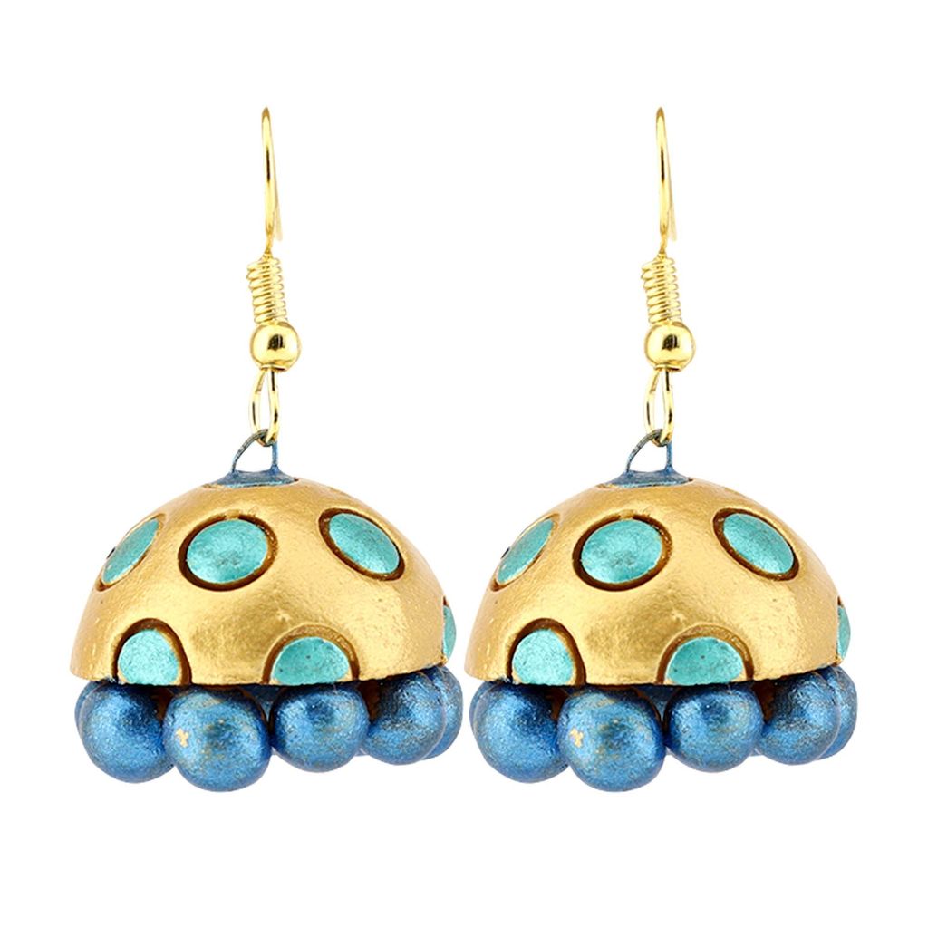 EKAM EK terracotta neckset with earrings for women and girls in BLUE SUN MOTIVE for casual and formal wear for saree, suit and skirt for festivals