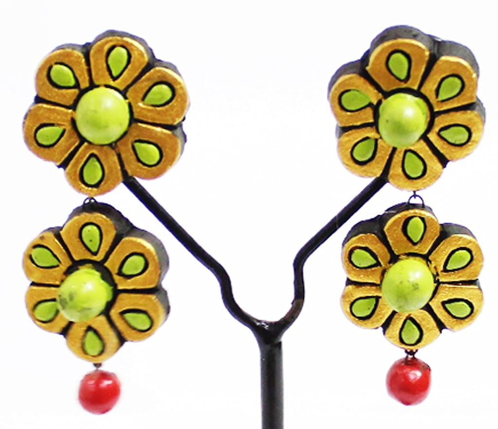 Le bijouxistic EKAM EK FLOWER SHAPED TERRACOTTA EARRING COMBO OF 4 PAIRS