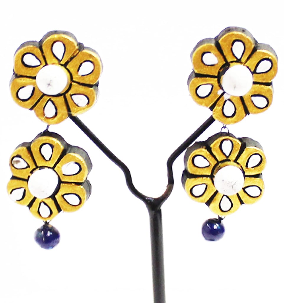Le bijouxistic EKAM EK FLOWER SHAPED TERRACOTTA EARRING COMBO OF 4 PAIRS