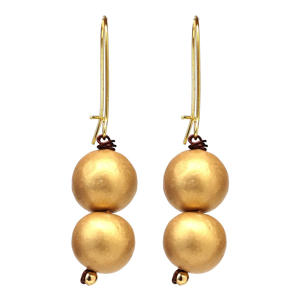 Le bijouxistic EKAM EK terracotta golden beads necklace set with earrings for women