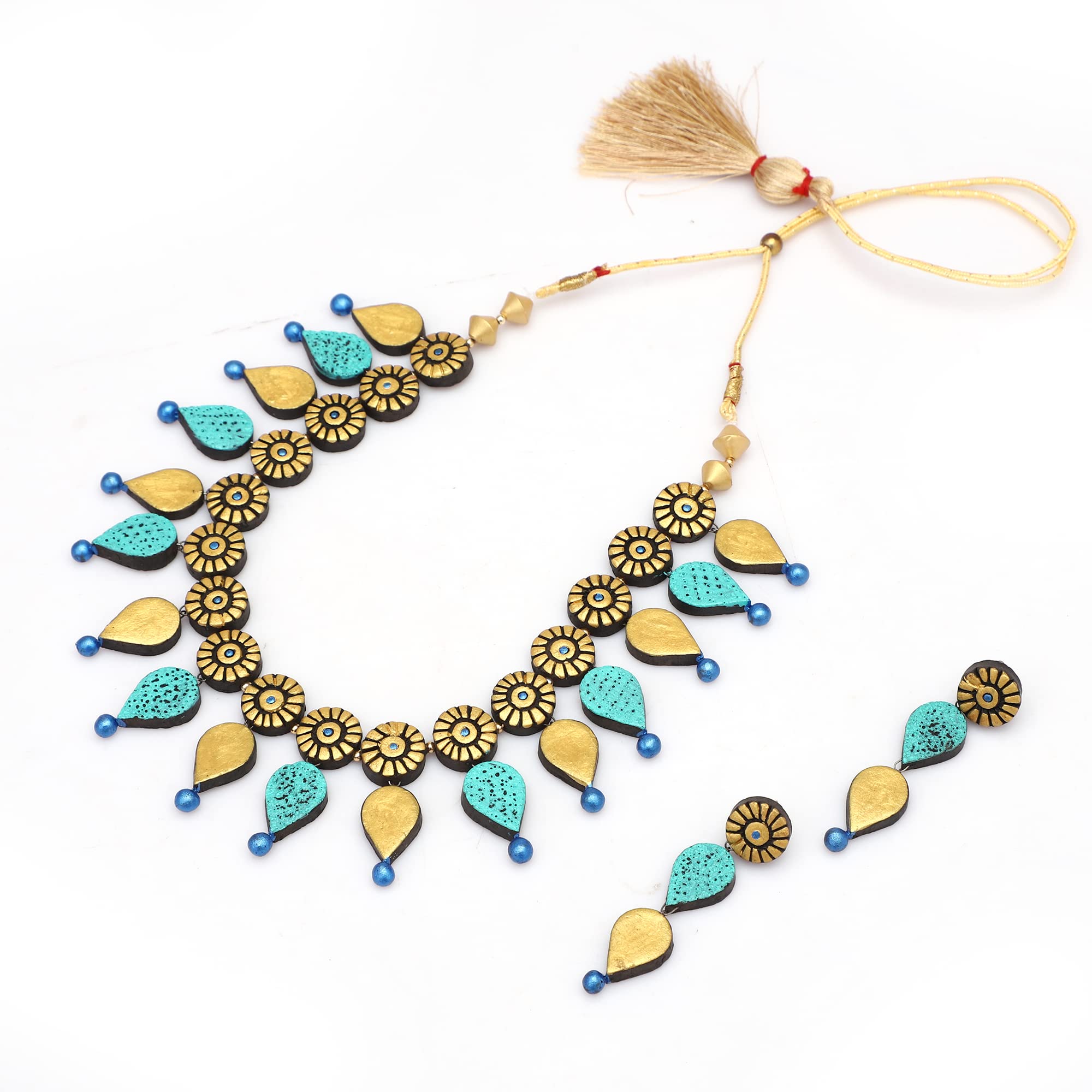 Buy Lucky Jewellery Designer Blue Color Stone Rhine Stone Flower Shaped  Gold Plated Long Necklace Set With Earring For Girls & Women  (4382-CHSS-LJ690-B) Online at Low Prices in India - Paytmmall.com