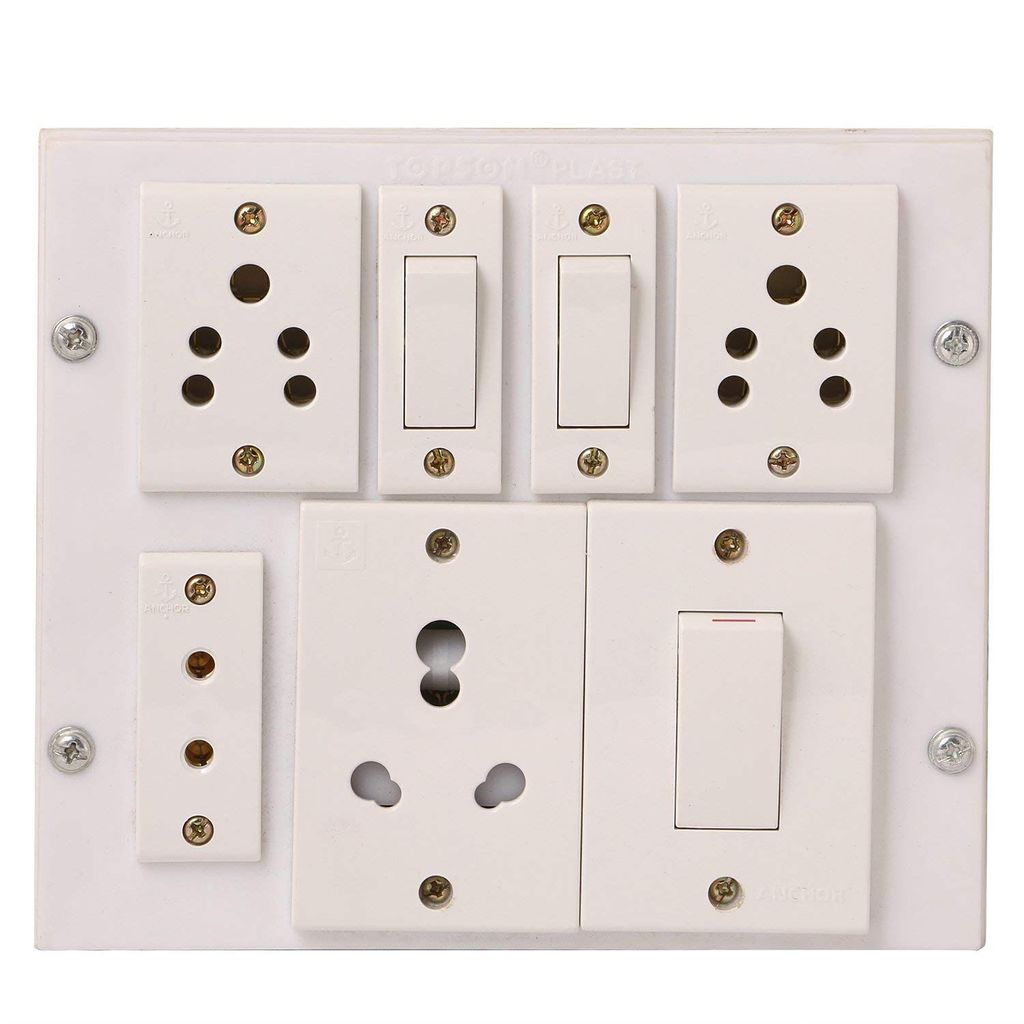 INDRICO Power Strip Extension Multi Outlet Board Fitted with 3 Anchor Sockets,One 2 Pin Socket, and 1 Big 15 Amp Plug