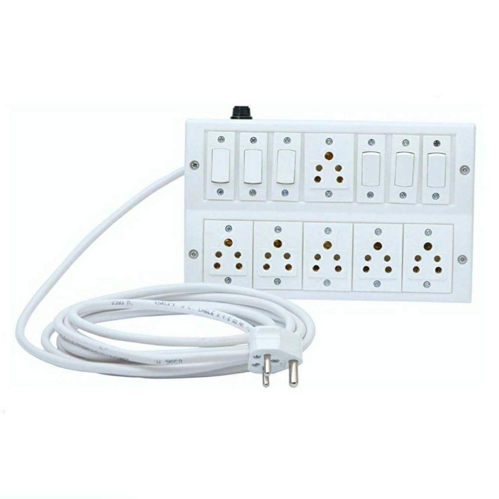 INDRICO? Heavy Duty (6+6) Anchor 1.5mm 3 Core Heavy Wire Extension Board (White) (2 Meter Cable)