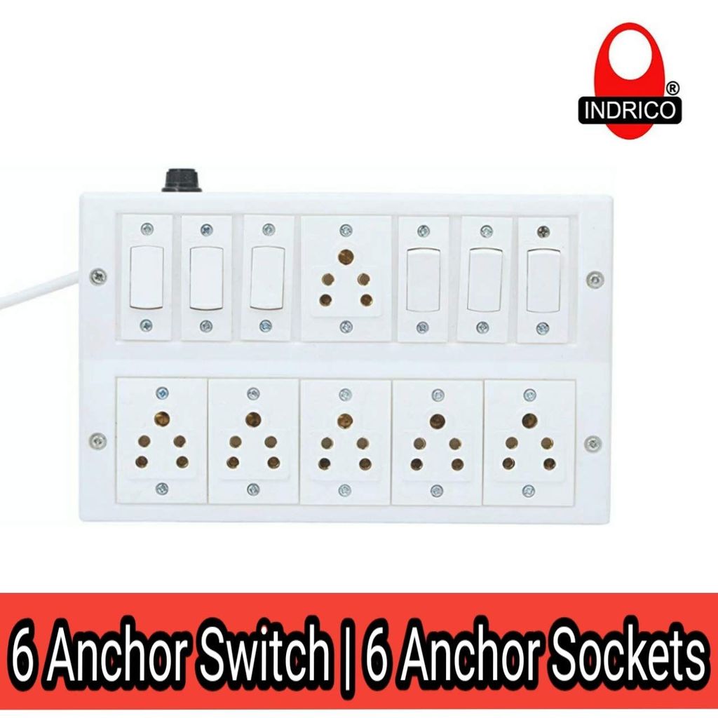 INDRICO? Heavy Duty (6+6) Anchor 1.5mm 3 Core Heavy Wire Extension Board (White) (2 Meter Cable)