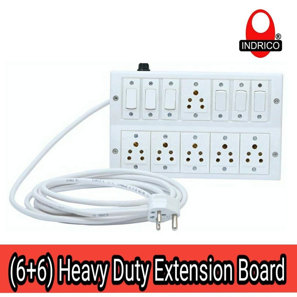 INDRICO? Heavy Duty (6+6) Anchor 1.5mm 3 Core Heavy Wire Extension Board (White) (2 Meter Cable)