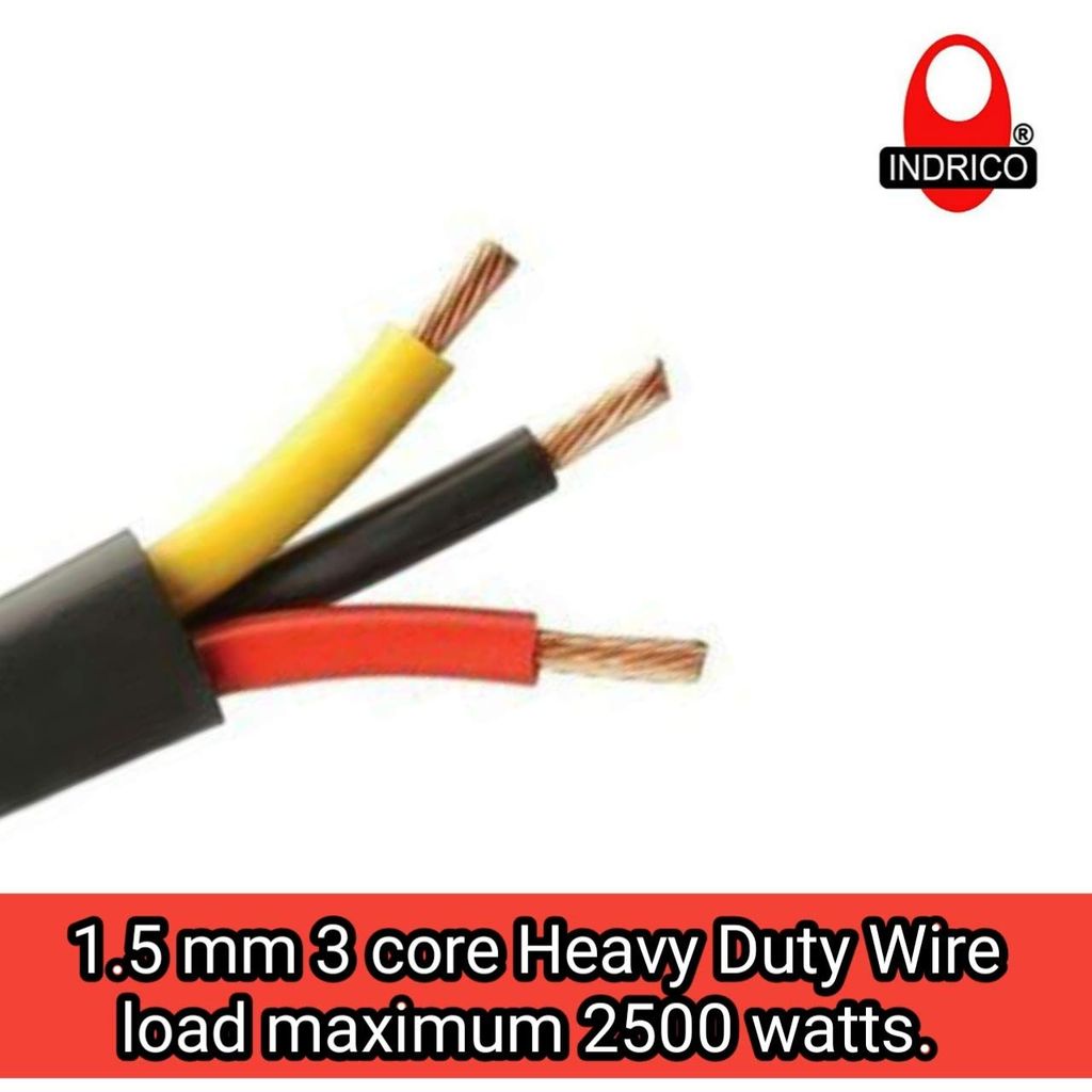 INDRICO? Heavy Duty (6+6) Anchor 1.5mm 3 Core Heavy Wire Extension Board (White) (2 Meter Cable)