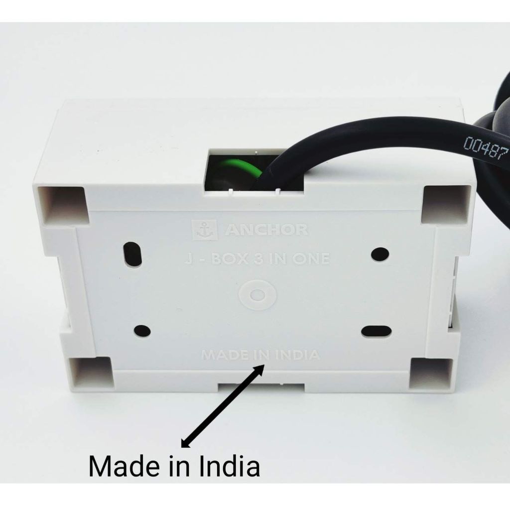 INDRICO? 20A Power Extension Board with 2 Meter Heavy Duty Wire for Microwave, Induction Cooker, Fridge, Washing Machine, 1 Ton A.C, Anchor Switch & Socket & Plug (White)