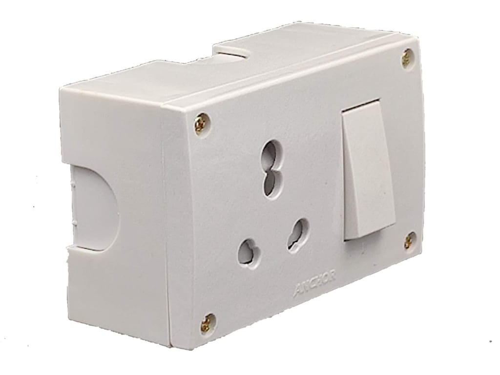 INDRICO? 20A Power Extension Board with 2 Meter Heavy Duty Wire for Microwave, Induction Cooker, Fridge, Washing Machine, 1 Ton A.C, Anchor Switch & Socket & Plug (White)