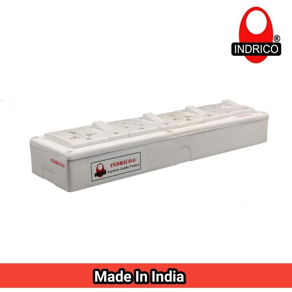 INDRICO? 4080 E-Book 4 + 4 Power Strip Extension Boards with Individual Switch Polycarbonate, Indicator, & 2 International sockets, White (Pack of 1)