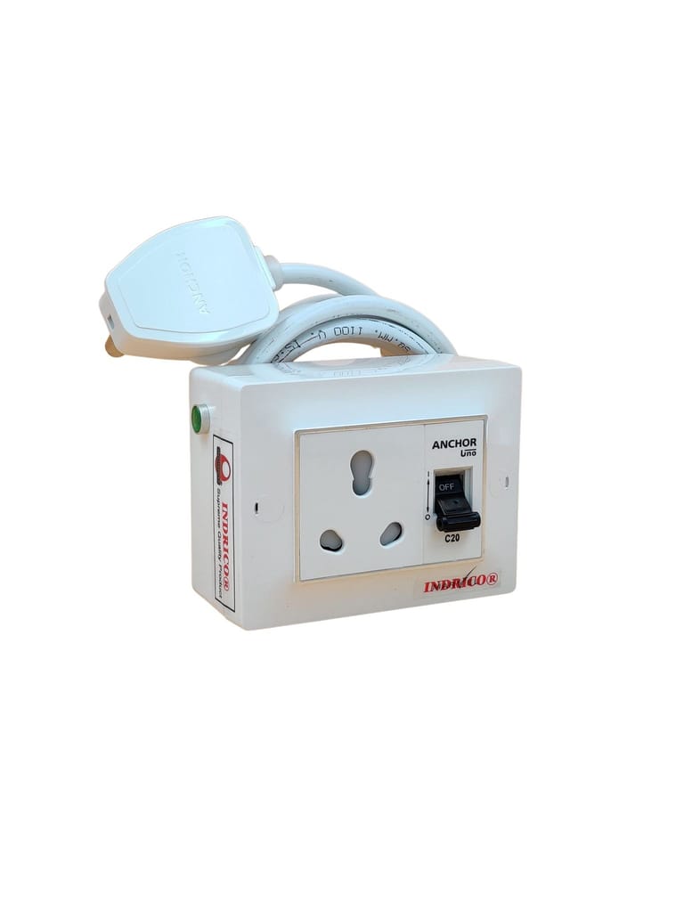 INDRICO 16 Amp Extension Board for AC Switch Board for 1/1.5/2 Ton Heavy Duty with MCB PVC White Pack of 1