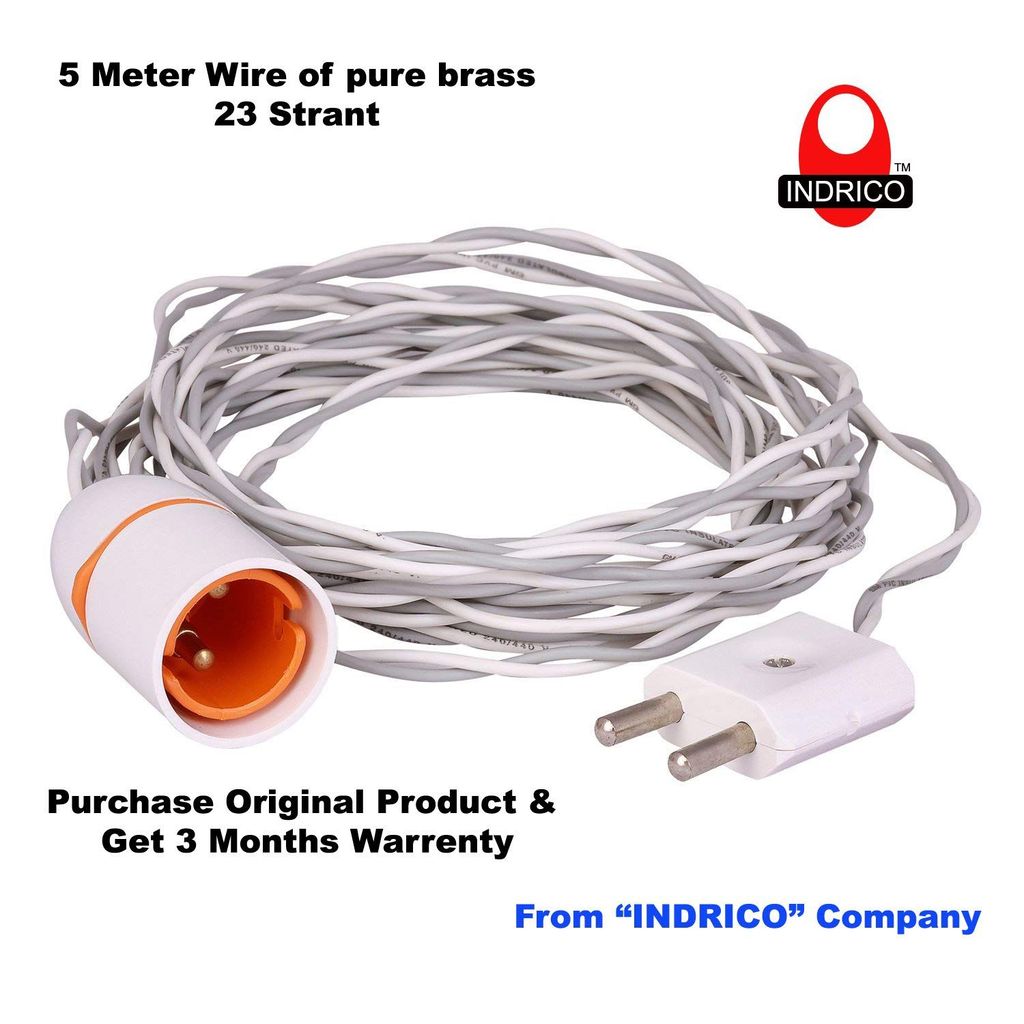 Extension Cord 5 Meter 2-Pin Flexible Wire Holder (Pack of 2, White)